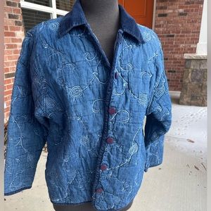 Vintage Cherokee denim quilted embroidered jacket ladies 1X